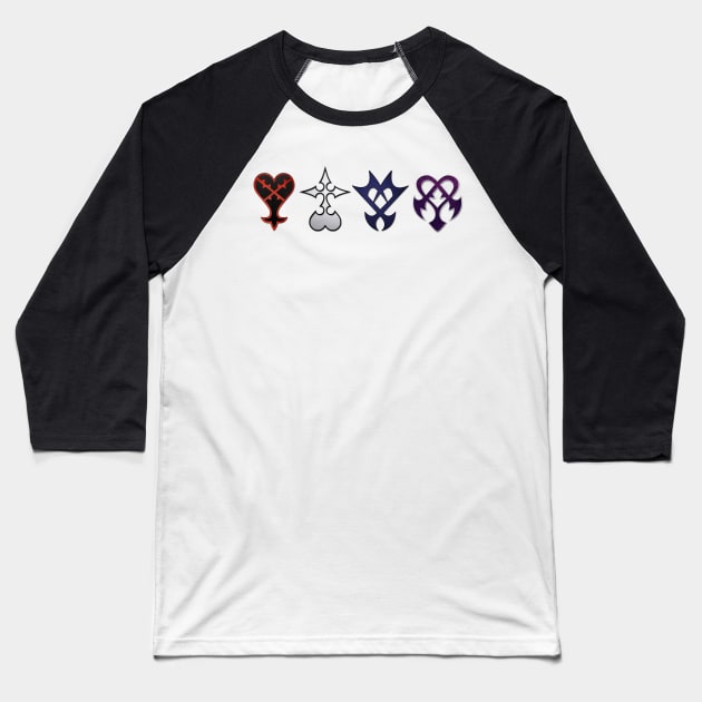 All Kingdom Hearts Enemies Unite (Without Quote) Baseball T-Shirt by Arcanekeyblade5